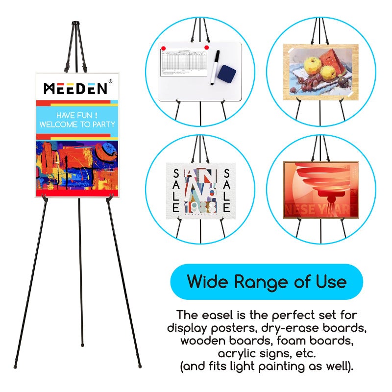 MEEDEN 2 Pcs Easel Stand for Painting and Display: 63" Art Metal Easel Sign Stand with Bag - Portable Foldable Instant Tripod Display Easel Stand for Wedding, Painting Canvas, Presentations, Posters - Image 5